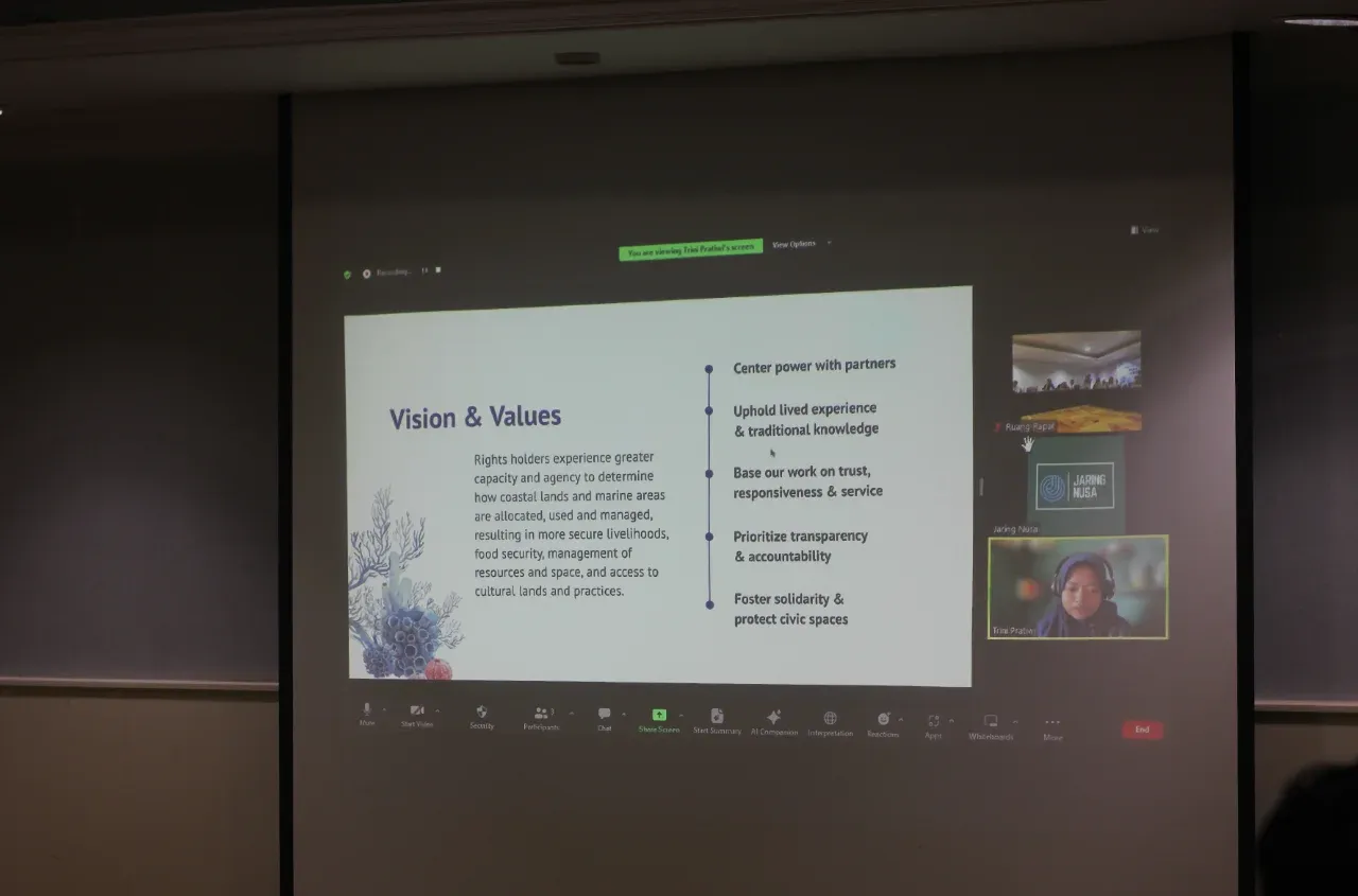 Trini Pratiwi explained about the Marine Tenure Initiative and the MTI roadmap